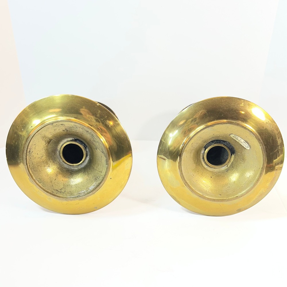 Vintage Brass Candlestick Holders Set of 2 Hexagon Stem Made in Taiwan Gold 5in - Picture 6 of 8
